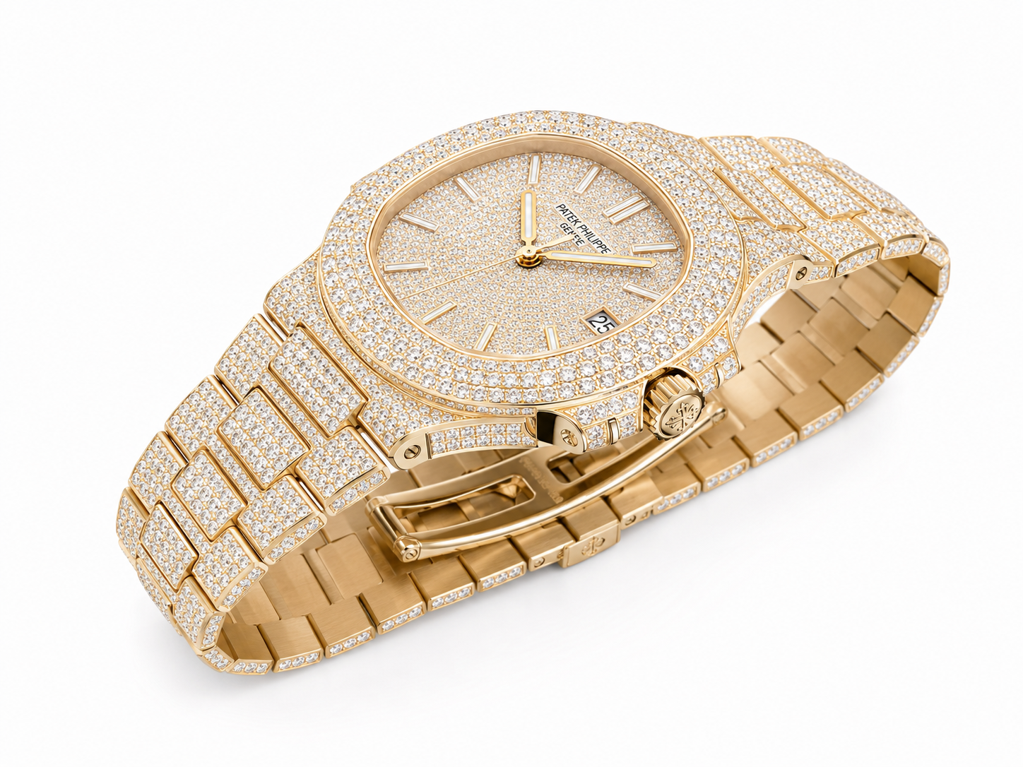 (BAY / BAYAN) ROSE GOLD PATEK PHILIPPE NAUTILUS 5711/1R DIAMOND WATCH 38 mm + KUTU