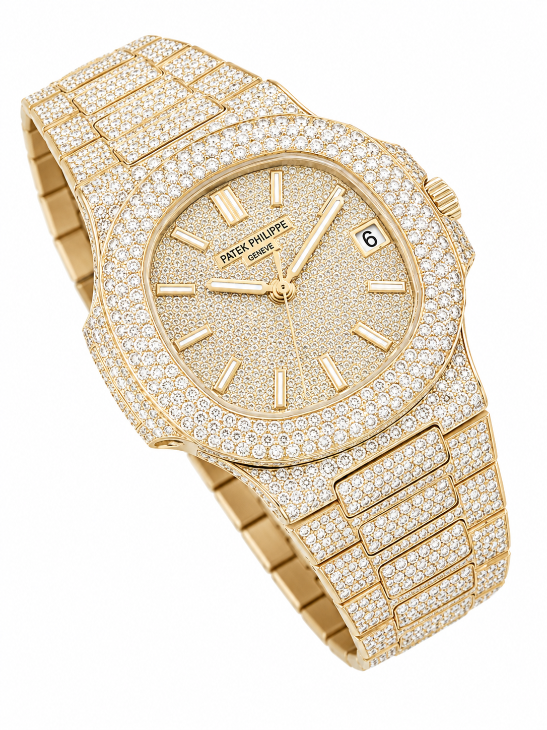 (BAY / BAYAN) ROSE GOLD PATEK PHILIPPE NAUTILUS 5711/1R DIAMOND WATCH 38 mm + KUTU