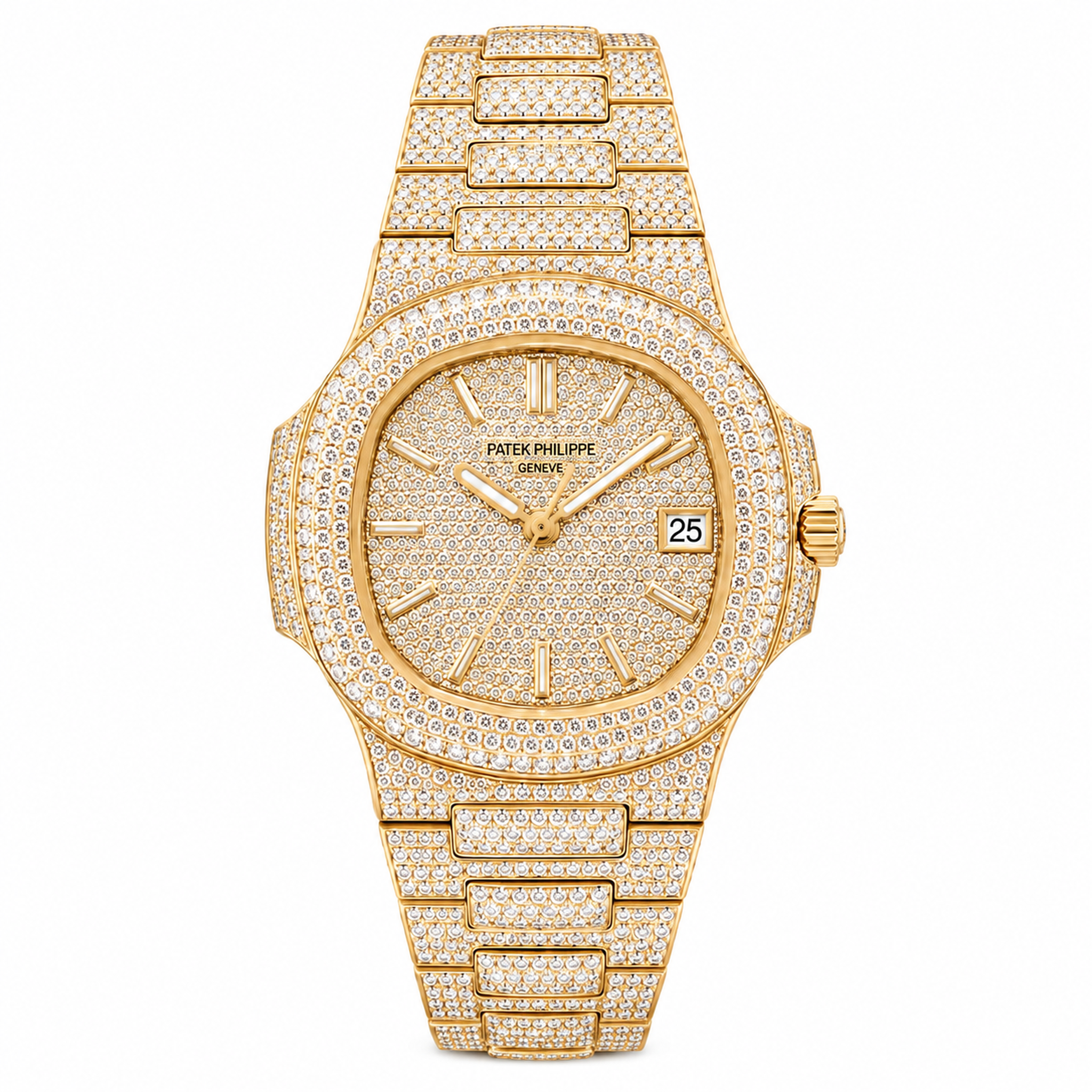 (BAY / BAYAN) ROSE GOLD PATEK PHILIPPE NAUTILUS 5711/1R DIAMOND WATCH 38 mm + KUTU