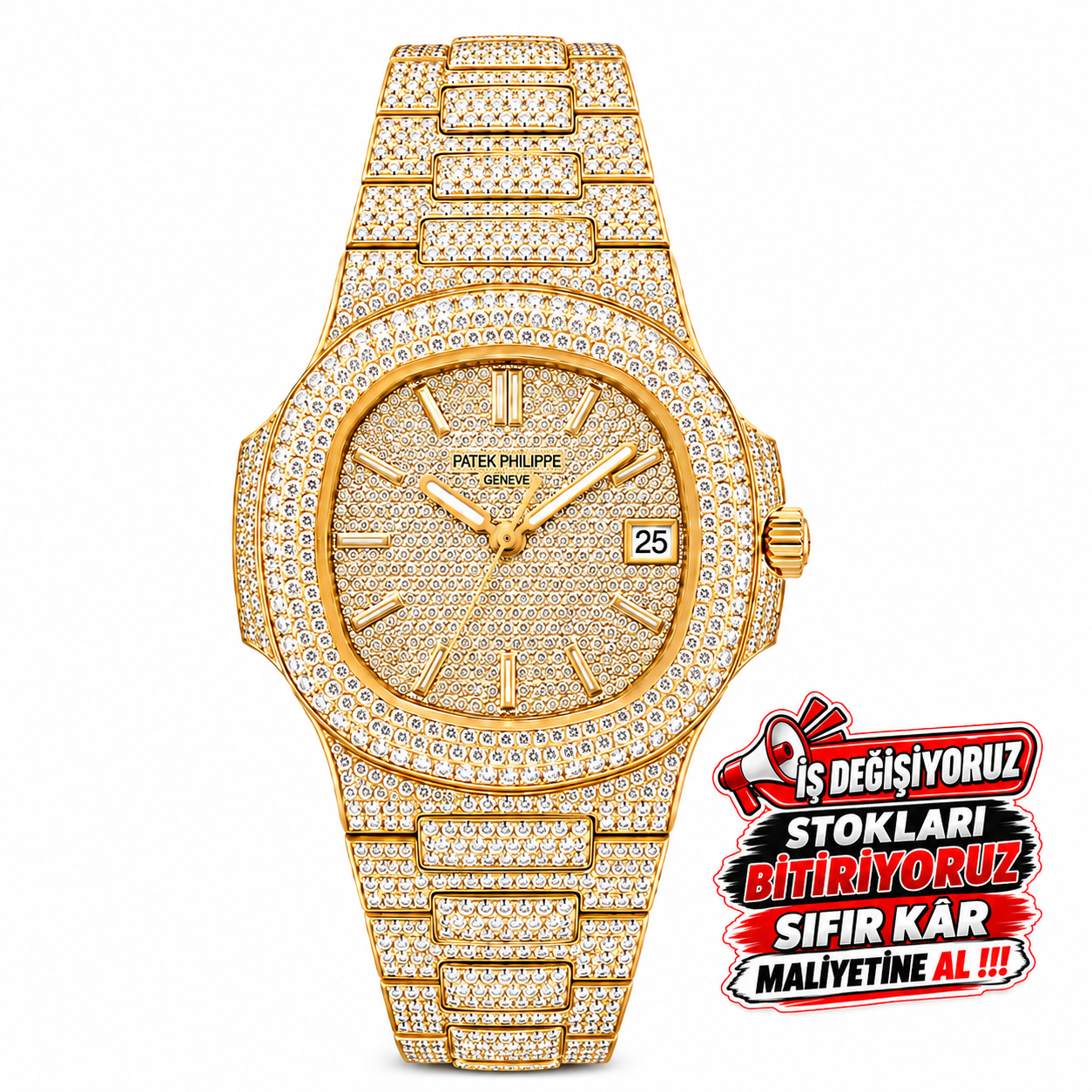 (BAY / BAYAN) ROSE GOLD PATEK PHILIPPE NAUTILUS 5711/1R DIAMOND WATCH 38 mm + KUTU